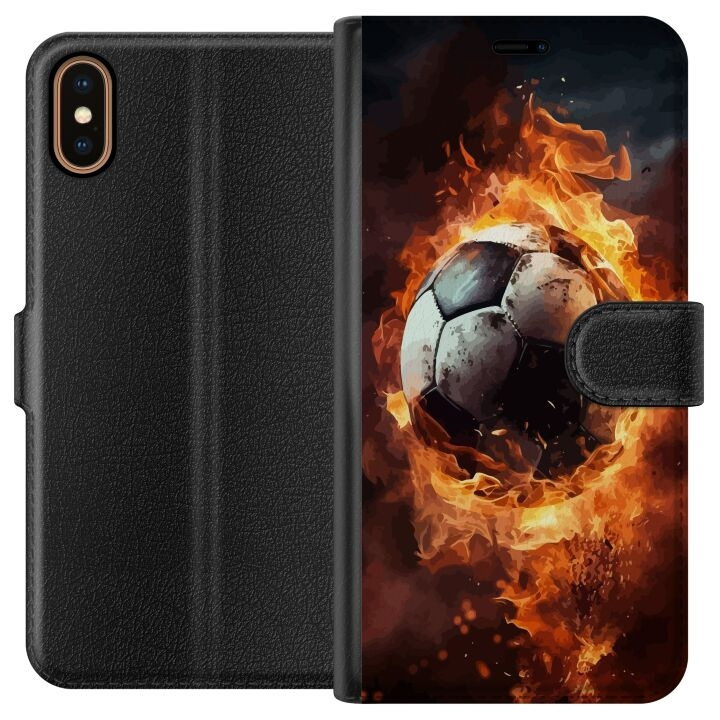 Lommeboketui til Apple iPhone X med Fotball motiv i gruppen SMARTTELEFON & NETTBRETT / Mobilbeskyttelse / Apple / iPhone X/XS hos TP E-commerce Nordic AB (A51776)