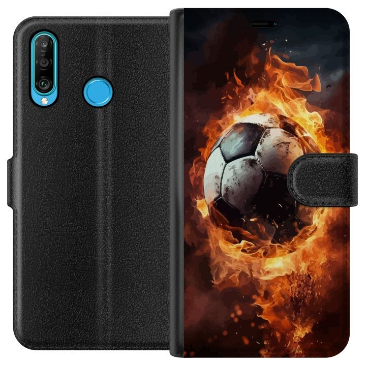 Lommeboketui til Huawei P30 lite med Fotball motiv i gruppen SMARTTELEFON & NETTBRETT / Mobilbeskyttelse / Huawei/Honor hos TP E-commerce Nordic AB (A53234)