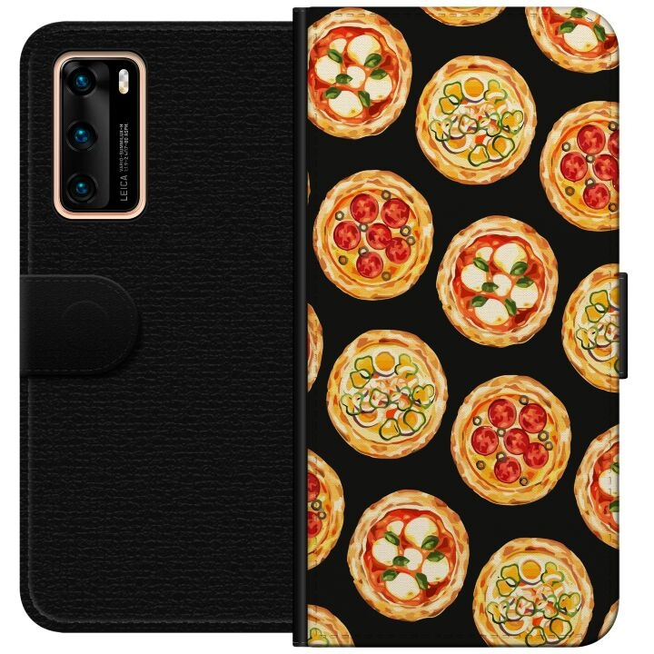 Lommeboketui til Huawei P40 med Pizza motiv i gruppen SMARTTELEFON & NETTBRETT / Mobilbeskyttelse / Huawei/Honor hos TP E-commerce Nordic AB (A53334)