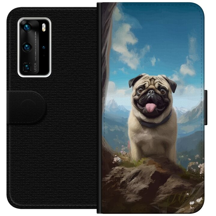 Lommeboketui til Huawei P40 Pro med Glad Hund motiv i gruppen SMARTTELEFON & NETTBRETT / Mobilbeskyttelse / Huawei/Honor hos TP E-commerce Nordic AB (A53528)