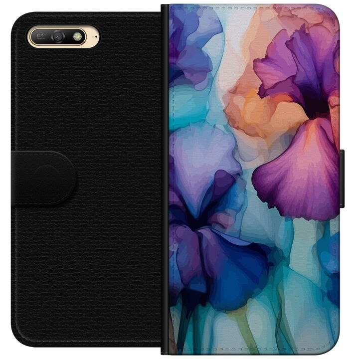 Lommeboketui til Huawei Y6 (2018) med Magiske blomster motiv i gruppen SMARTTELEFON & NETTBRETT / Mobilbeskyttelse / Huawei/Honor hos TP E-commerce Nordic AB (A53727)