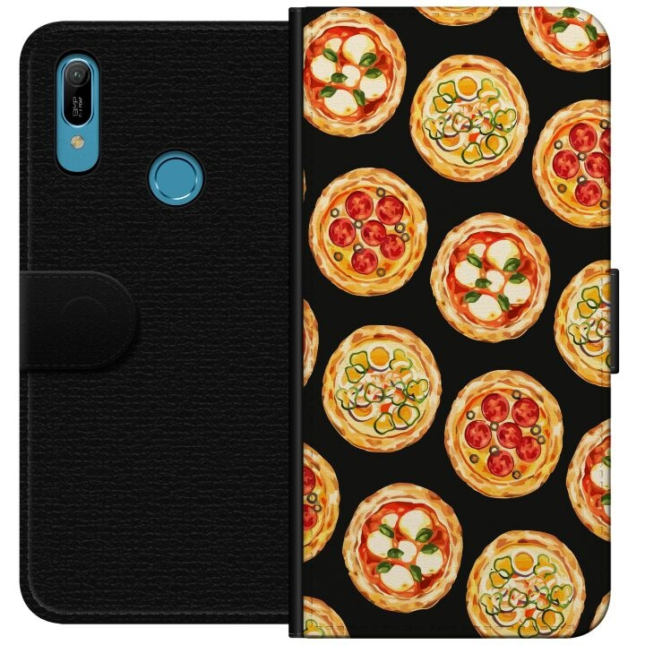 Lommeboketui til Huawei Y6 (2019) med Pizza motiv i gruppen SMARTTELEFON & NETTBRETT / Mobilbeskyttelse / Huawei/Honor hos TP E-commerce Nordic AB (A53790)