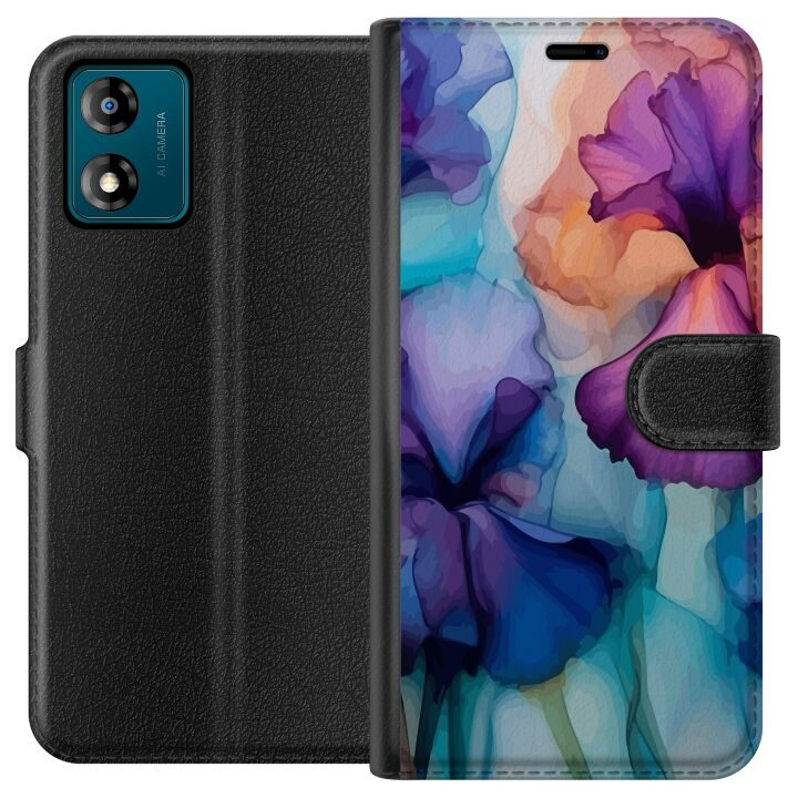 Lommeboketui til Motorola Moto E13 med Magiske blomster motiv i gruppen SMARTTELEFON & NETTBRETT / Mobilbeskyttelse / Motorola hos TP E-commerce Nordic AB (A53966)