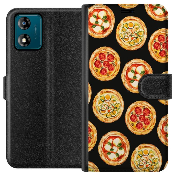 Lommeboketui til Motorola Moto E13 med Pizza motiv i gruppen SMARTTELEFON & NETTBRETT / Mobilbeskyttelse / Motorola hos TP E-commerce Nordic AB (A53976)