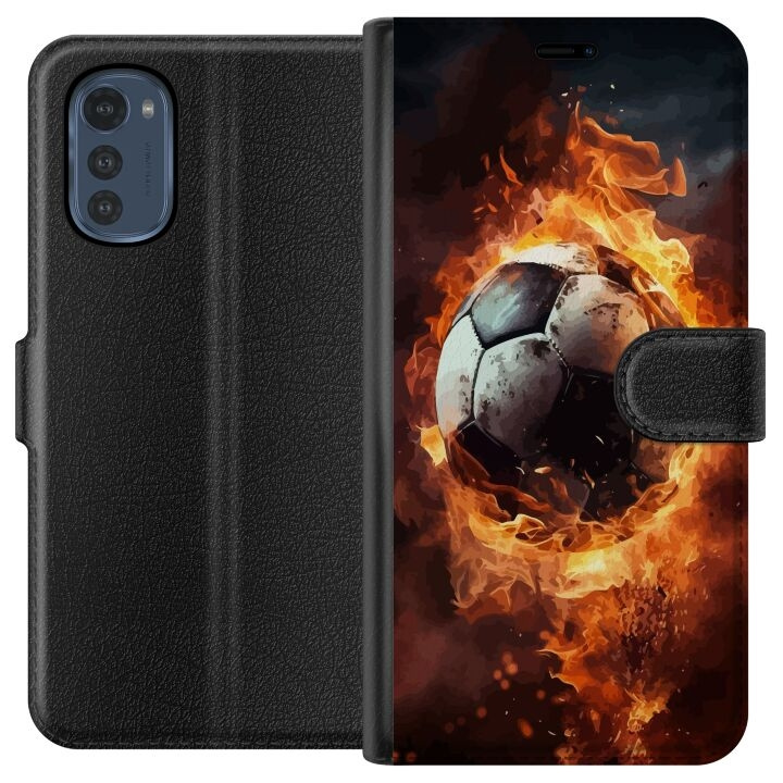 Lommeboketui til Motorola Moto E32s med Fotball motiv i gruppen SMARTTELEFON & NETTBRETT / Mobilbeskyttelse / Motorola hos TP E-commerce Nordic AB (A54254)