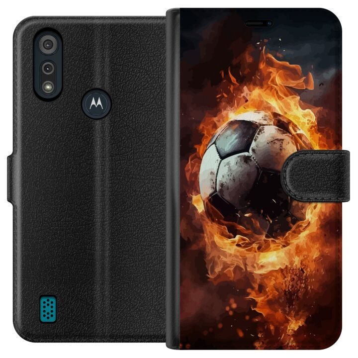 Lommeboketui til Motorola Moto E6i med Fotball motiv i gruppen SMARTTELEFON & NETTBRETT / Mobilbeskyttelse / Motorola hos TP E-commerce Nordic AB (A54335)