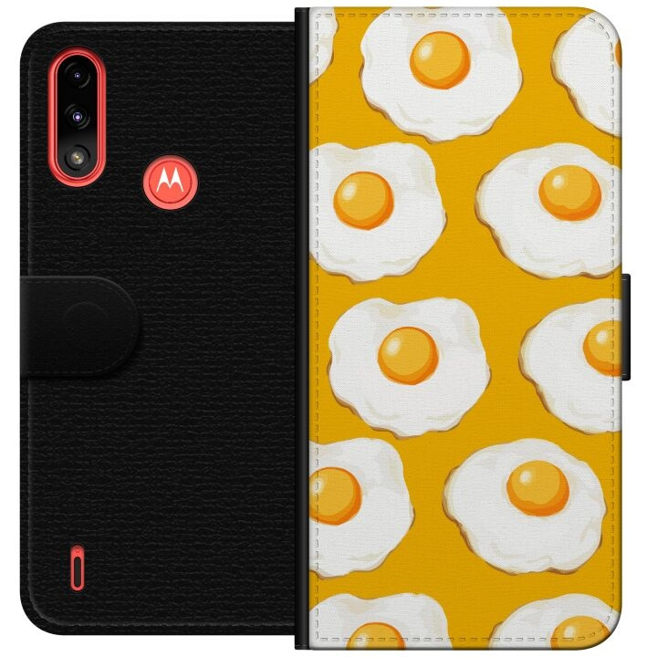 Lommeboketui til Motorola Moto E7 Power med Stekt egg motiv i gruppen SMARTTELEFON & NETTBRETT / Mobilbeskyttelse / Motorola hos TP E-commerce Nordic AB (A54424)