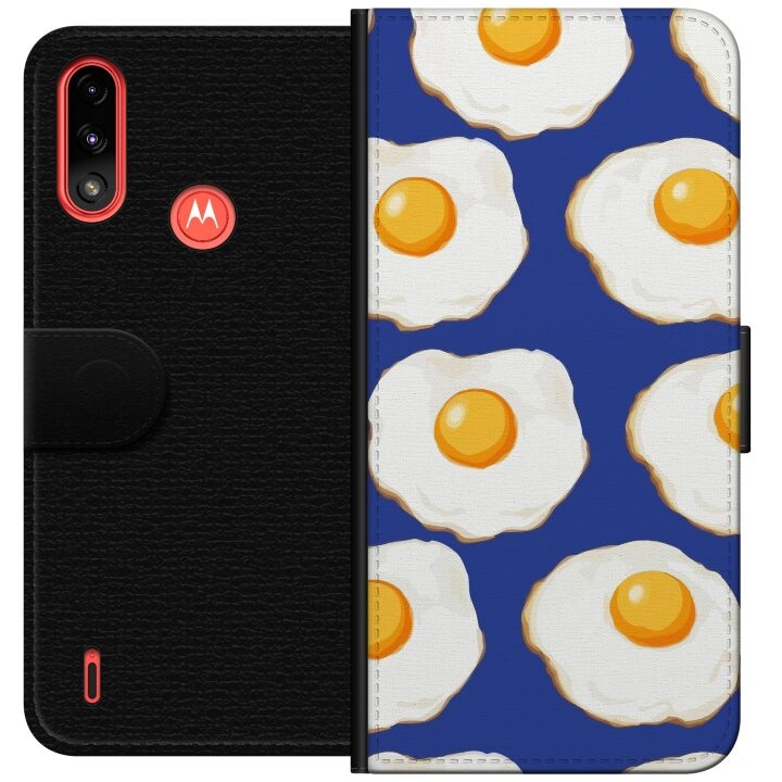 Lommeboketui til Motorola Moto E7 Power med Stekte egg motiv i gruppen SMARTTELEFON & NETTBRETT / Mobilbeskyttelse / Motorola hos TP E-commerce Nordic AB (A54428)