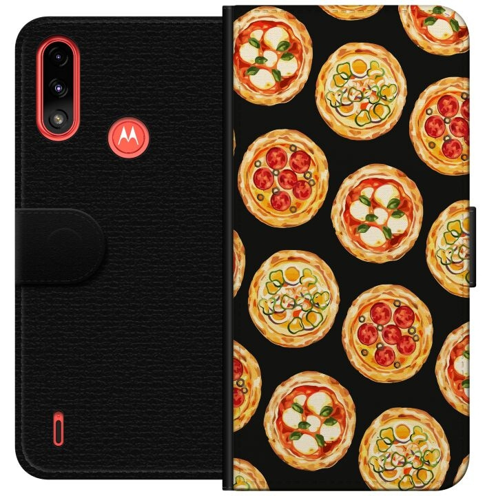 Lommeboketui til Motorola Moto E7 Power med Pizza motiv i gruppen SMARTTELEFON & NETTBRETT / Mobilbeskyttelse / Motorola hos TP E-commerce Nordic AB (A54435)