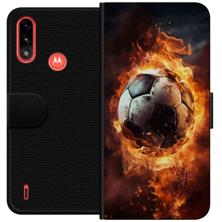 Lommeboketui til Motorola Moto E7 Power med Fotball motiv i gruppen SMARTTELEFON & NETTBRETT / Mobilbeskyttelse / Motorola hos TP E-commerce Nordic AB (A54443)