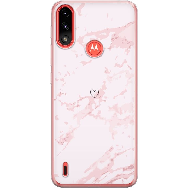 Mobildeksel til Motorola Moto E7 Power med Rosa Hjerte motiv i gruppen SMARTTELEFON & NETTBRETT / Mobilbeskyttelse / Motorola hos TP E-commerce Nordic AB (A54472)