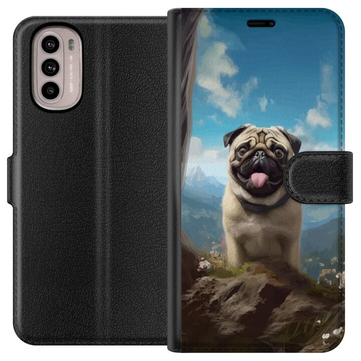 Lommeboketui til Motorola Moto G31 med Glad Hund motiv i gruppen SMARTTELEFON & NETTBRETT / Mobilbeskyttelse / Motorola hos TP E-commerce Nordic AB (A54899)