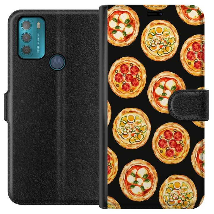 Lommeboketui til Motorola Moto G50 med Pizza motiv i gruppen SMARTTELEFON & NETTBRETT / Mobilbeskyttelse / Motorola hos TP E-commerce Nordic AB (A55029)