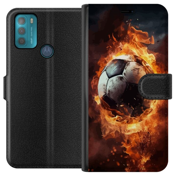 Lommeboketui til Motorola Moto G50 med Fotball motiv i gruppen SMARTTELEFON & NETTBRETT / Mobilbeskyttelse / Motorola hos TP E-commerce Nordic AB (A55037)