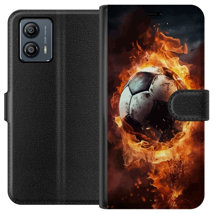 Lommeboketui til Motorola Moto G53 med Fotball motiv i gruppen SMARTTELEFON & NETTBRETT / Mobilbeskyttelse / Motorola hos TP E-commerce Nordic AB (A55118)