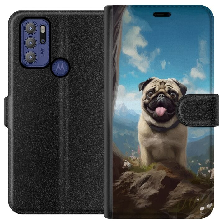 Lommeboketui til Motorola Moto G60S med Glad Hund motiv i gruppen SMARTTELEFON & NETTBRETT / Mobilbeskyttelse / Motorola hos TP E-commerce Nordic AB (A55196)