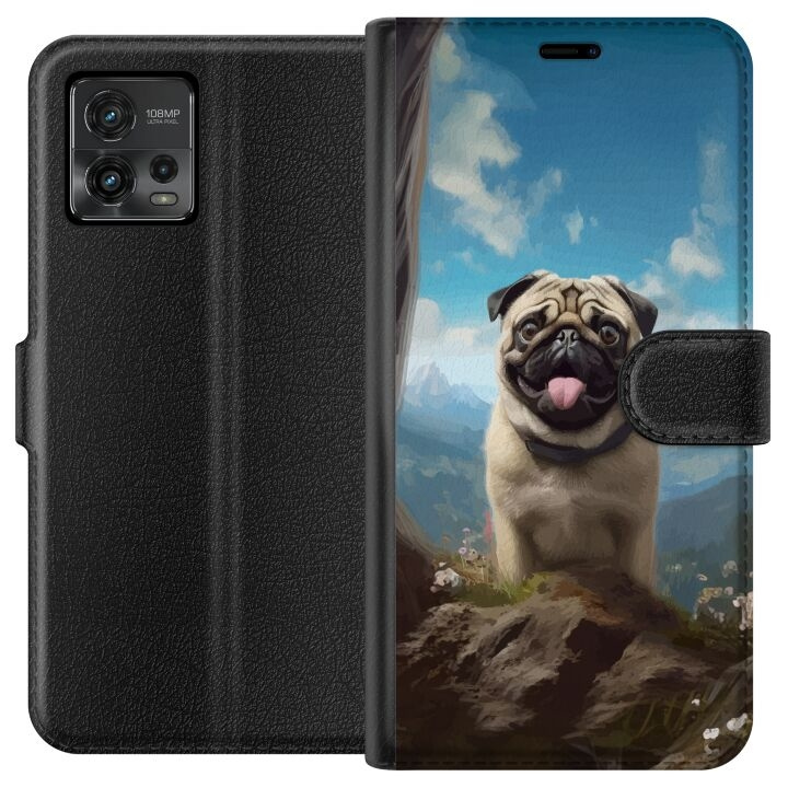 Lommeboketui til Motorola Moto G72 med Glad Hund motiv i gruppen SMARTTELEFON & NETTBRETT / Mobilbeskyttelse / Motorola hos TP E-commerce Nordic AB (A55331)