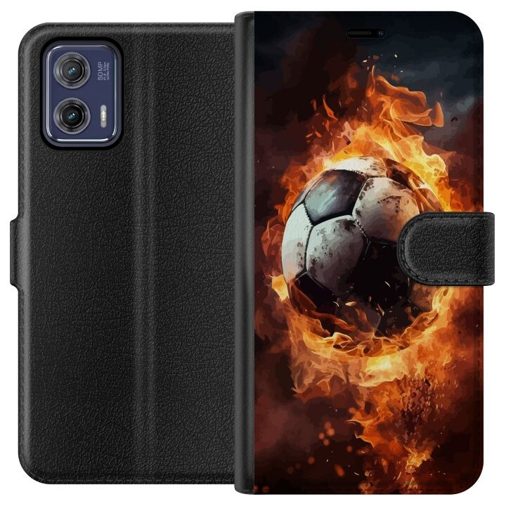 Lommeboketui til Motorola Moto G73 med Fotball motiv i gruppen SMARTTELEFON & NETTBRETT / Mobilbeskyttelse / Motorola hos TP E-commerce Nordic AB (A55388)