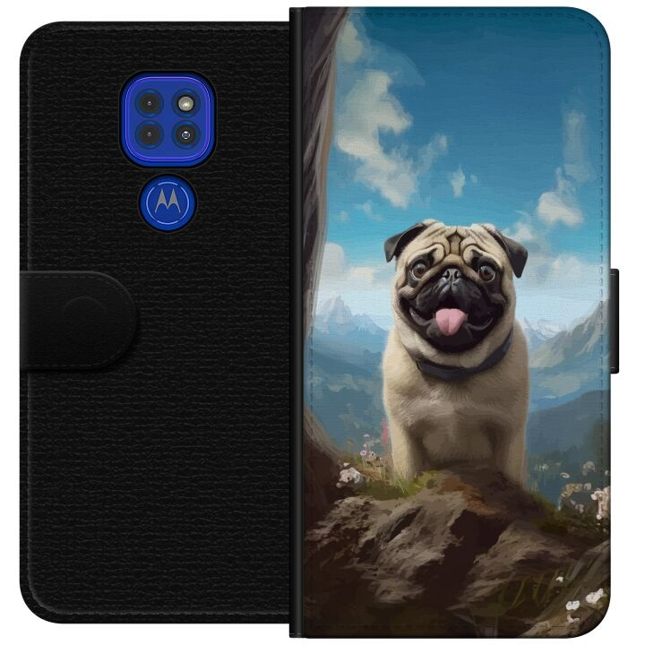 Lommeboketui til Motorola Moto G9 Play med Glad Hund motiv i gruppen SMARTTELEFON & NETTBRETT / Mobilbeskyttelse / Motorola hos TP E-commerce Nordic AB (A55601)