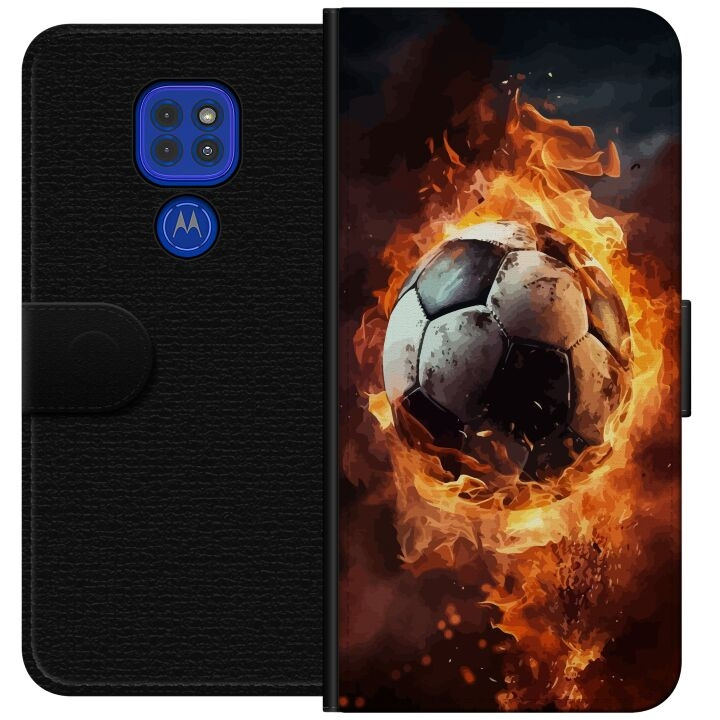 Lommeboketui til Motorola Moto G9 Play med Fotball motiv i gruppen SMARTTELEFON & NETTBRETT / Mobilbeskyttelse / Motorola hos TP E-commerce Nordic AB (A55604)