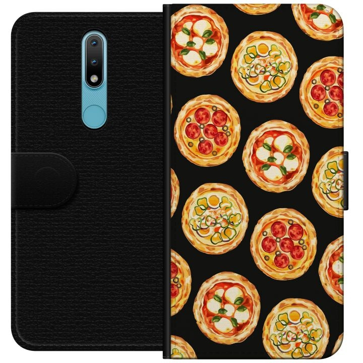 Lommeboketui til Nokia 2.4 med Pizza motiv i gruppen SMARTTELEFON & NETTBRETT / Mobilbeskyttelse / Nokia/Microsoft hos TP E-commerce Nordic AB (A55677)