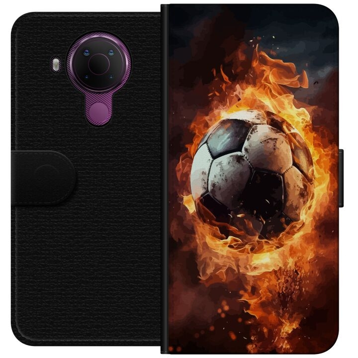 Lommeboketui til Nokia 5.4 med Fotball motiv i gruppen SMARTTELEFON & NETTBRETT / Mobilbeskyttelse / Nokia/Microsoft hos TP E-commerce Nordic AB (A55766)