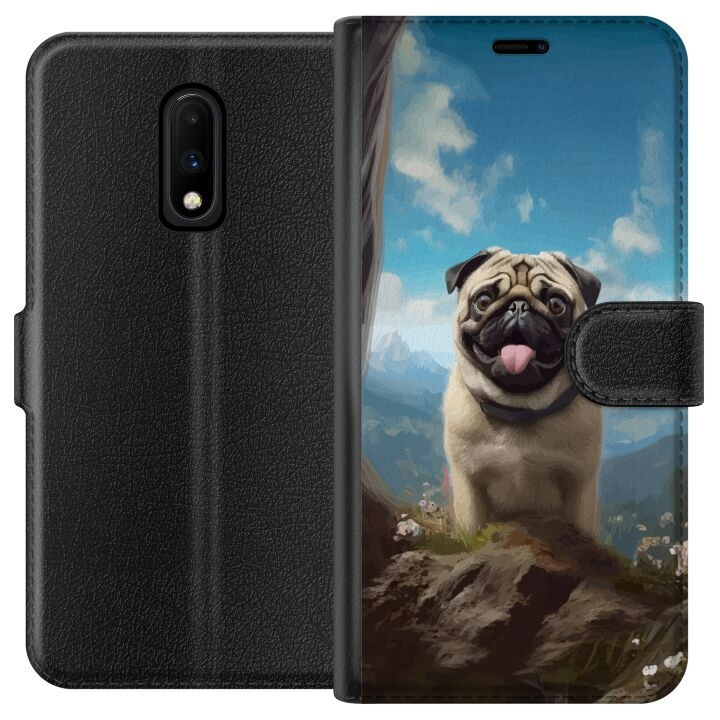 Lommeboketui til OnePlus 7 med Glad Hund motiv i gruppen SMARTTELEFON & NETTBRETT / Mobilbeskyttelse / OnePlus hos TP E-commerce Nordic AB (A56600)