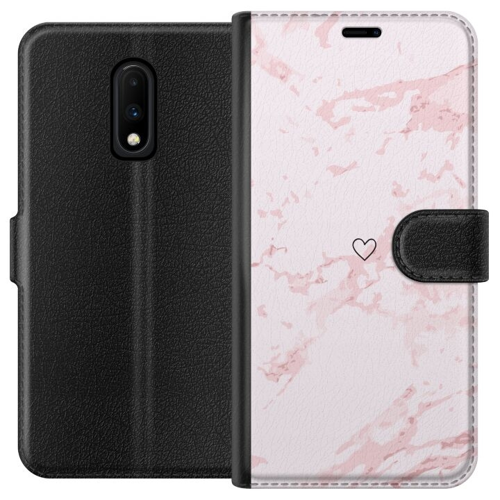 Lommeboketui til OnePlus 7 med Rosa Hjerte motiv i gruppen SMARTTELEFON & NETTBRETT / Mobilbeskyttelse / OnePlus hos TP E-commerce Nordic AB (A56605)