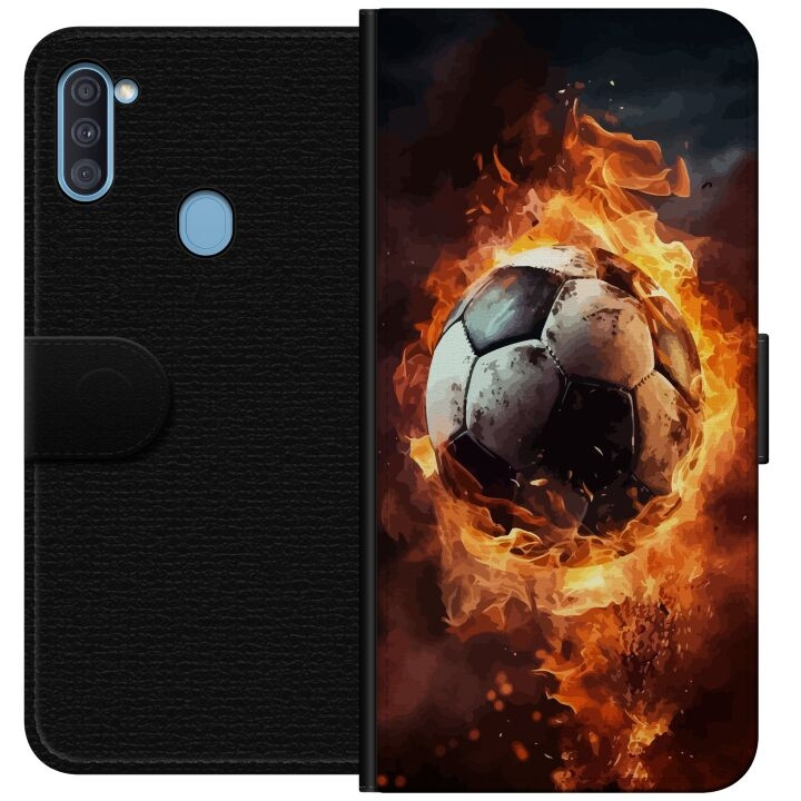 Lommeboketui til Samsung Galaxy A11 med Fotball motiv i gruppen SMARTTELEFON & NETTBRETT / Mobilbeskyttelse / Samsung hos TP E-commerce Nordic AB (A58547)