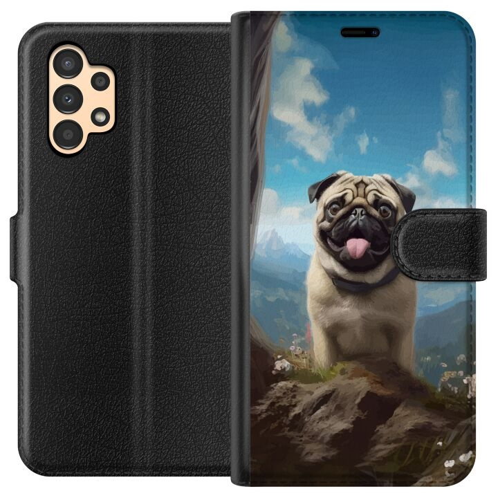 Lommeboketui til Samsung Galaxy A13 med Glad Hund motiv i gruppen SMARTTELEFON & NETTBRETT / Mobilbeskyttelse / Samsung hos TP E-commerce Nordic AB (A58652)