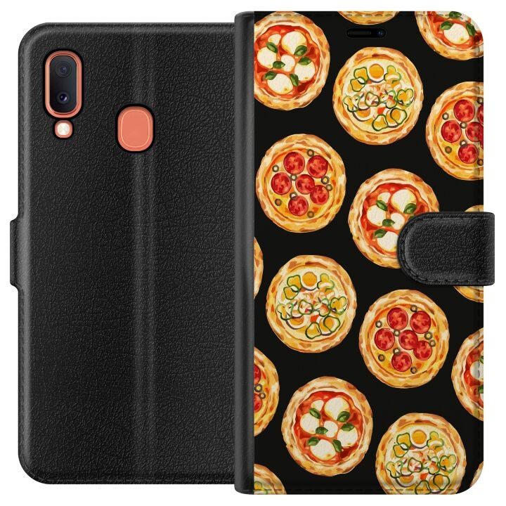 Lommeboketui til Samsung Galaxy A20e med Pizza motiv i gruppen SMARTTELEFON & NETTBRETT / Mobilbeskyttelse / Samsung hos TP E-commerce Nordic AB (A58809)