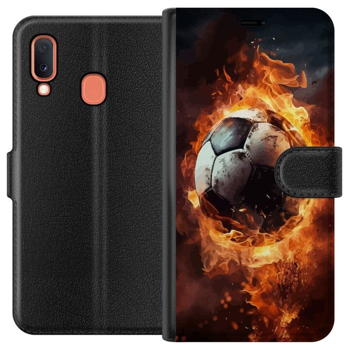 Lommeboketui til Samsung Galaxy A20e med Fotball motiv i gruppen SMARTTELEFON & NETTBRETT / Mobilbeskyttelse / Samsung hos TP E-commerce Nordic AB (A58817)