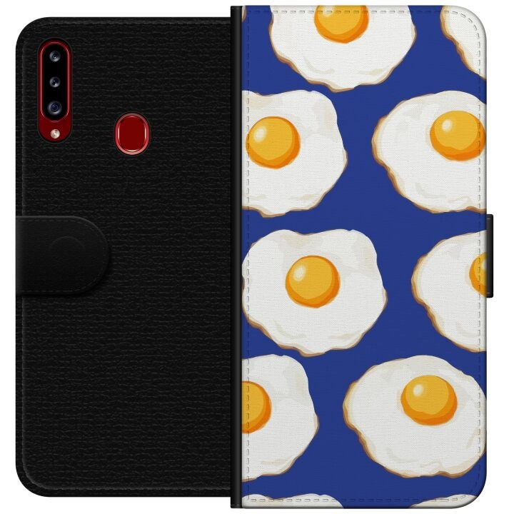 Lommeboketui til Samsung Galaxy A20s med Stekte egg motiv i gruppen SMARTTELEFON & NETTBRETT / Mobilbeskyttelse / Samsung hos TP E-commerce Nordic AB (A58856)