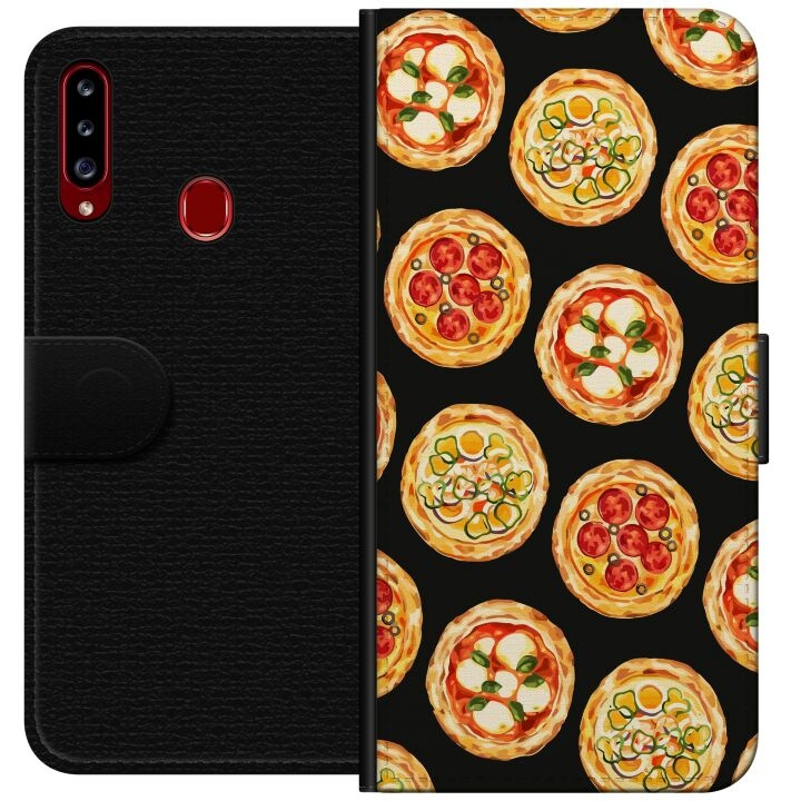 Lommeboketui til Samsung Galaxy A20s med Pizza motiv i gruppen SMARTTELEFON & NETTBRETT / Mobilbeskyttelse / Samsung hos TP E-commerce Nordic AB (A58863)