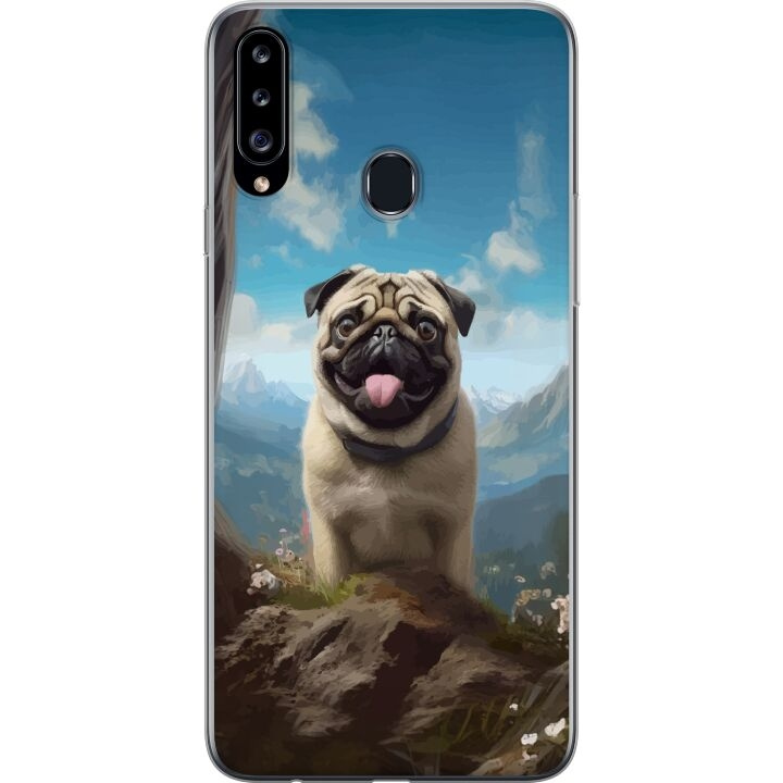 Mobildeksel til Samsung Galaxy A20s med Glad Hund motiv i gruppen SMARTTELEFON & NETTBRETT / Mobilbeskyttelse / Samsung hos TP E-commerce Nordic AB (A58895)