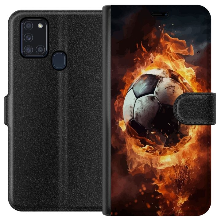 Lommeboketui til Samsung Galaxy A21s med Fotball motiv i gruppen SMARTTELEFON & NETTBRETT / Mobilbeskyttelse / Samsung hos TP E-commerce Nordic AB (A58925)