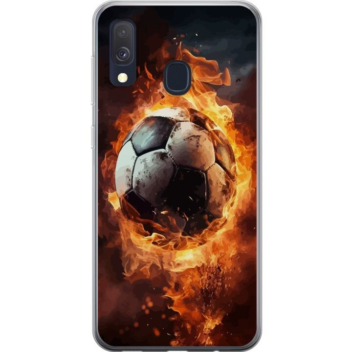 Mobildeksel til Samsung Galaxy A40 med Fotball motiv i gruppen SMARTTELEFON & NETTBRETT / Mobilbeskyttelse / Samsung hos TP E-commerce Nordic AB (A59492)