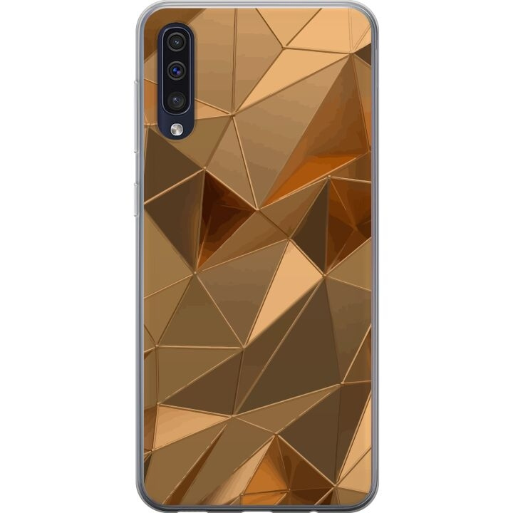 Mobildeksel til Samsung Galaxy A50 med 3D Gull motiv i gruppen SMARTTELEFON & NETTBRETT / Mobilbeskyttelse / Samsung hos TP E-commerce Nordic AB (A59657)