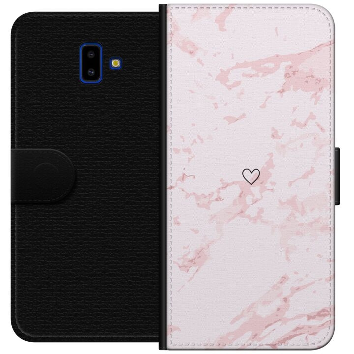 Lommeboketui til Samsung Galaxy J6+ med Rosa Hjerte motiv i gruppen SMARTTELEFON & NETTBRETT / Mobilbeskyttelse / Samsung hos TP E-commerce Nordic AB (A60520)