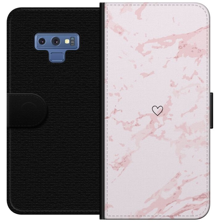 Lommeboketui til Samsung Galaxy Note9 med Rosa Hjerte motiv i gruppen SMARTTELEFON & NETTBRETT / Mobilbeskyttelse / Samsung hos TP E-commerce Nordic AB (A60790)