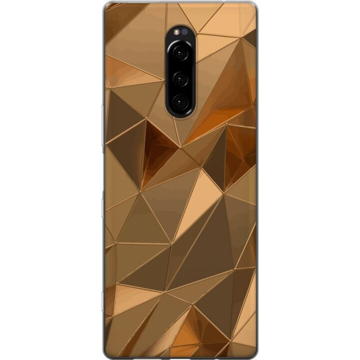 Mobildeksel til Sony Xperia 1 med 3D Gull motiv i gruppen SMARTTELEFON & NETTBRETT / Mobilbeskyttelse / Sony hos TP E-commerce Nordic AB (A60818)