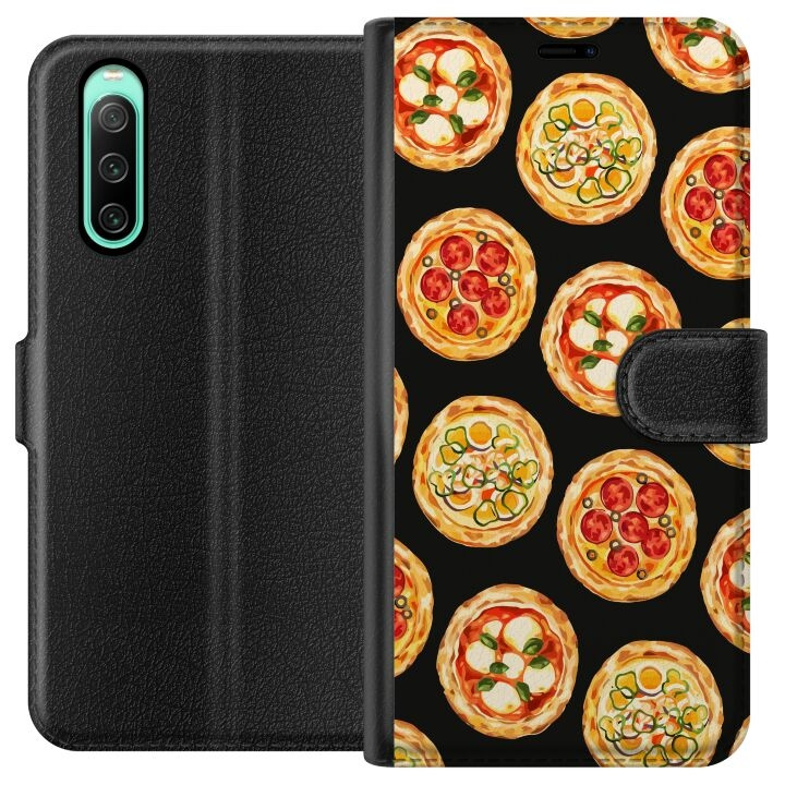 Lommeboketui til Sony Xperia 10 IV med Pizza motiv i gruppen SMARTTELEFON & NETTBRETT / Mobilbeskyttelse / Sony hos TP E-commerce Nordic AB (A60996)