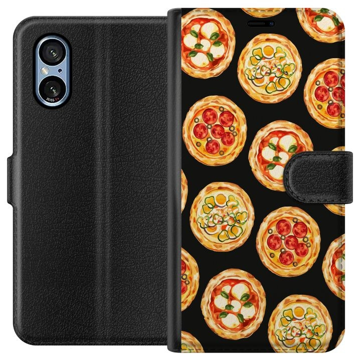 Lommeboketui til Sony Xperia 5 V med Pizza motiv i gruppen SMARTTELEFON & NETTBRETT / Mobilbeskyttelse / Sony hos TP E-commerce Nordic AB (A61536)