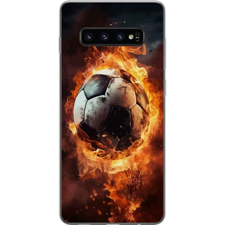 Mobildeksel til Samsung Galaxy S10 med Fotball motiv i gruppen SMARTTELEFON & NETTBRETT / Mobilbeskyttelse / Samsung hos TP E-commerce Nordic AB (A61868)