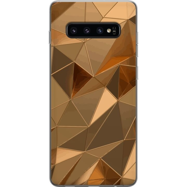 Mobildeksel til Samsung Galaxy S10 med 3D Gull motiv i gruppen SMARTTELEFON & NETTBRETT / Mobilbeskyttelse / Samsung hos TP E-commerce Nordic AB (A61871)