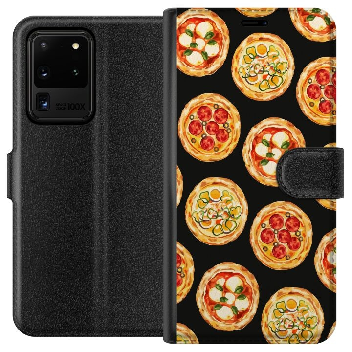 Lommeboketui til Samsung Galaxy S20 Ultra med Pizza motiv i gruppen SMARTTELEFON & NETTBRETT / Mobilbeskyttelse / Samsung hos TP E-commerce Nordic AB (A62211)