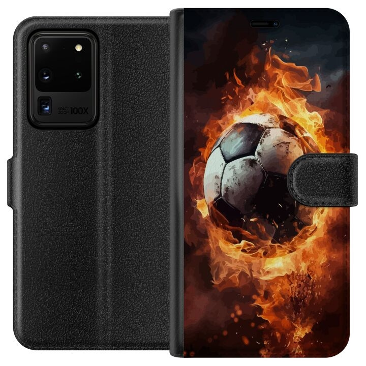 Lommeboketui til Samsung Galaxy S20 Ultra med Fotball motiv i gruppen SMARTTELEFON & NETTBRETT / Mobilbeskyttelse / Samsung hos TP E-commerce Nordic AB (A62219)