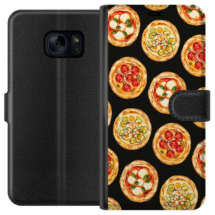 Lommeboketui til Samsung Galaxy S7 med Pizza motiv i gruppen SMARTTELEFON & NETTBRETT / Mobilbeskyttelse / Samsung hos TP E-commerce Nordic AB (A63075)