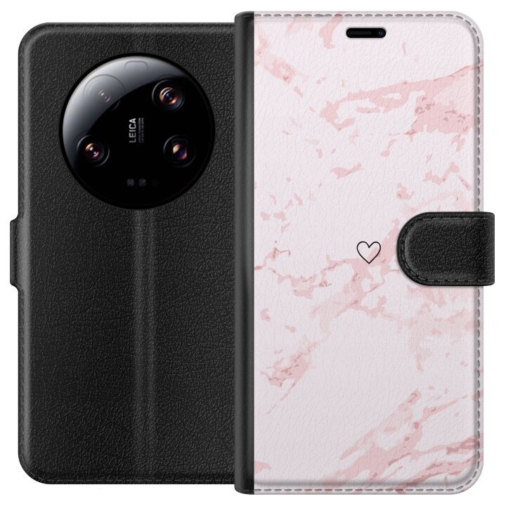 Lommeboketui til Xiaomi 13 Ultra med Rosa Hjerte motiv i gruppen SMARTTELEFON & NETTBRETT / Mobilbeskyttelse / Xiaomi hos TP E-commerce Nordic AB (A64300)