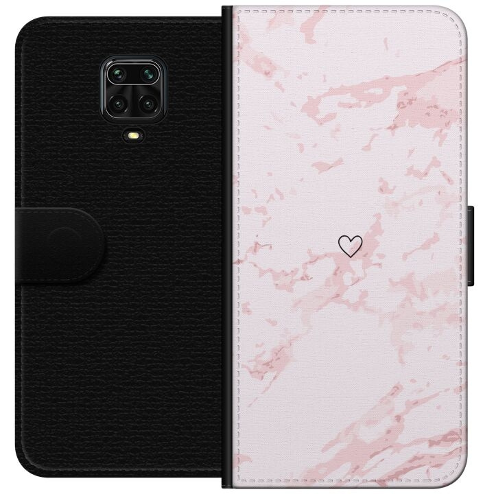 Lommeboketui til Xiaomi Redmi Note 9 Pro med Rosa Hjerte motiv i gruppen SMARTTELEFON & NETTBRETT / Mobilbeskyttelse / Xiaomi hos TP E-commerce Nordic AB (A65164)